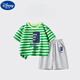 Disney boys suit summer new children's cotton t-shirt shorts suit large children's striped short-sleeved sports pants two-piece set DDB13688 gray + N11762K black 120 cm height 110-120 cm Age 6-7 years old