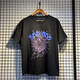 
Fadenjue American Sp5DER 555555 Summer foam spider web printing men and women couples loose casual short-sleeved T-shirt 6218# black (230g double yarn fabric) S