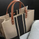 Orange Bag New 2023 Bag Women's Bag Handheld Summer Large Capacity Mommy Canvas Cloth Crossbody Single Shoulder Tote Bag 9930 Stripe Black-