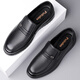 Portures leather shoes men's slip-on business casual shoes comfortable and lightweight round toe formal work shoes for men 9166 black 40