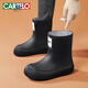 CARTELO rain boots for women in summer kitchen work rubber shoes lightweight outside waterproof and anti-slip soft bottom water shoes high tube rain boots black (upgrade model) 41 [40-41 same size]