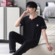 LangSha (LangSha) extra large size men's modal pajamas plus fat pajamas summer thin loose casual home clothes short-sleeved trousers suit ALS9905 L men [100-125Jin [Jin equals 0.5 kg]]