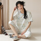 Summer Damen Kurzärärmelte Pyjamas Set Cotton Dünne neue chinesische Baumwoll-Baumwollhosen Hauskleidung können draußen getragen werden und beiläufig lzy9911 m (empfohlen 75-95jin [Jin gleich 0,5 kg])