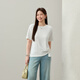 Fiber Show [Fashionable Design Feeling Comfortable Round Neck Short Sleeve T-shirt] Large Size Women's Fat mm2025 Summer New Style 1463 Beige 2XL