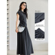 
Vanciman Fashion Suit Skirt for Women 2025 Summer New Temperature Lapel Short Sleeve Top High Waist Slim Skirt M9737 Dark Gray XL