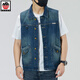 Aemape Apple Light Color 2025 Nuevo chaleco de mezclilla hombres sueltos de gran tamaño retro Horse Clip Workwear Chaqueta de marca moderna Men 6231# Retro Blue L (sugerido 130-145Jin [Jin equivale a 0.5 kg])