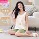 Pajama de chaleco modal para mujeres en verano de tamaño grande con algodón integrado de algodón integrado Summer Sweet Sweet Ropa para el hogar para el traje de chaleco de desgaste al aire libre - [con almohadilla de cofre] F9855 M Mujeres recomendadas 80-100Jin [Jin iguala 0.5 kg]