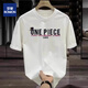 ROMON T-shirt Men's Japanese One Piece Animation Print Print Short Sleeve Men's 2025 Summer Middle-aged and Young Round Neck T-shirt Top C6197-White (220g) Long Fleece Cotton S