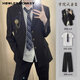 声猴西服套装男士dk小西装职业正装商务结婚jk礼服伴郎学生西服外套男 西服+长衬衫+黑西裤 XL