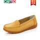 Cartelo Spring Flat Shoes For Women Genuine Leather Soft Sole Show Mother Shoes Breathable Mujer zapatos Single Beans Zapatos Gran tamaño de tendón de carne Suela casual de mujeres embarazadas 6629 gris hueco 37