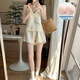 Xianxiyi summer new cloud cotton mat suspender pajamas sweet and can be worn outside home clothes JDX-967# [Apricot color] 170 M
