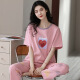 Zhulu pijama de algodón puro apretado para mujeres en verano delgada dulce y linda pantalones de manga corta set 2025 nueva ropa casera cómoda 679 m