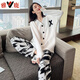 Yalu winter pajamas for women in 2024 new winter internet celebrity style coral velvet soft home clothes for women autumn and winter suit D-SZ686 white one-size [recommended 85Jin [Jin equals 0.5 kg]-130Jin [Jin equals 0.5 kg] wear].