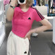阿迪达斯 （adidas）短袖T恤女装夏季运动服圆领半袖衫舒适透气短款休闲上衣 JV9859玫粉色 S