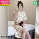 
Modal kimono nightgown for women summer pure cotton short-sleeved bathrobe Japanese thin Yugui dog pajamas Japanese mid-length nightgown summer 653 L (recommended 110-135 Jin [Jin equals 0.5 kg])