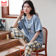 Cat man pure cotton pajamas for women in spring and summer short-sleeved trousers casual loose women Korean style home clothes for autumn wear suit T-9720 (short-sleeved trousers) M (85-105Jin [Jin equals 0.5 kg])