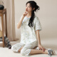 Summer Damen Kurzärärmelte Pyjamas Set Cotton Dünne neue chinesische Baumwoll-Baumwollhosen Hauskleidung können draußen getragen werden und beiläufig lzy9911 m (empfohlen 75-95jin [Jin gleich 0,5 kg])