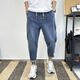 PZHKins retro nine-point jeans men's trendy brand tapered small feet casual loose harem pants trendy carrot pants blue 5128 retro blue [(high) quality] M