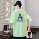 Aoji summer new short-sleeved T-shirt for boys trendy handsome loose version of teenagers W733-light blue M 80-95Jin [Jin equals 0.5 kg]