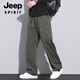 JEEP SPIRIT吉普美式潮牌工装裤男宽松直筒伞兵裤2025夏季薄款运动冲锋休闲裤 JEEP9856-军绿色 4XL 【商家】180~200斤