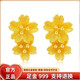 BZK pure gold 999 5G gold earrings for women auspicious flower earrings earrings temperament versatile gold-plated earrings 1.98g new Gesang flower ear hooks with certificate + gift box