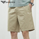 Armani Men's Pure. Pantalones cortos de algodón delgados en verano Nuevo color sólido suelto de color sólido de cinco puntos Tendencia 9224 Blue oscuro M Recomendado 100-120Jin [Jin equivale a 0.5 kg]