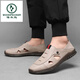 Woodpecker summer leather sandals men's soft sole soft face men's casual versatile hollow sandals hole shoes non-slip driving shoes white 6625 38