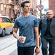 
Mr. Clothing mercerated cotton men's T-shirt in summer fashion light luxury texture short-sleeved top AT11270 clearance Moonlight Blue L (175)