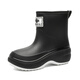 Bainike rain shoes for women, fashionable outdoor water-wearing shoes for outdoor car wash waterproof and anti-slip rain boots Internet celebrity short tube plus cotton warm overshoes black 38