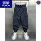 ROMON American workwear casual pants for men's summer thin splicing sports nine-point pants Japanese fashion Harren tying pants trend Military green 29 Weight 100--120Jin [Jin equals 0.5 kg]