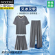 Modal Herren Pyjamas Sommer kurzärmelige Hose dreiteiliger Set cool und dünner Stil großer Größe für Herren-Heimkleidung QKM1694-3 4xl