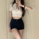 Qianyouyue Summer New High Waist Tight Denim Shorts Ultra Short Hot Girl Hot Pants Black S