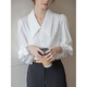 Yanxian large size white shirt professional wear for women fat mm200Jin Jin equals 0.5 kg loose long-sleeved wide-collar chiffon shirt professional base shirt white long-sleeved wide-collar shirt 4XL