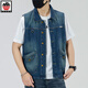 Aemape Apple Light Color 2025 Nuevo chaleco de mezclilla hombres sueltos de gran tamaño retro Horse Clip Workwear Chaqueta de marca moderna Men 6231# Retro Blue L (sugerido 130-145Jin [Jin equivale a 0.5 kg])