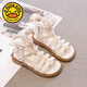 G.duck Girls Roman Sandals Open Toe 2025 Summer New Children's Shoes Beach Shoes Princess Style Big Girl Baby Beige 34 Inner Length 21.7cm