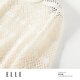 ELLE Cream Venus French fringed round neck casual shirt for women 2026 summer new hollow blouse off-white S
