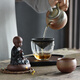Chinese style little monk purple clay ornaments Zen living room office tea table desktop creative tea pet little novice decorations high-end enlightened little monk (sitting) + 1 string of Buddhist beads