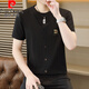 
Pierre cardin design short-sleeved T-shirt men's 2025 summer new high-end light luxury cotton base shirt fake two-piece round neck top 6625 white M 80-100Jin [Jin equals 0.5 kg]