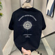 常缕竺夏季新款短袖T恤男潮牌潮流男装衣服宽松休闲印花体恤半袖黑色款 V677黑色 3XL