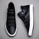 Fat Donglai DL Zapatos para hombres Autumn Nuevo Velvet Zapatos calientes Atreirios altos zapatos de cuero británico para hombres Zapatos de moda zapatos casuales Shopas SS-9857 All Black 38