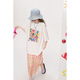 Fairy's Pocket Dopamine Chiffon Skirt Printed Short-Sleeved T-shirt Two-piece Suit Women's 2025 Summer New Letter Pink M