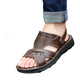 Huilirui 2025 new cowhide thick sole massage sandals men's genuine leather summer men's sandals casual beach shoes men 9928 brown 43