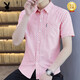 Playboy (Playboy) Camisa de manga corta Hombres Summer a cuadros Casas casuales Camisa guapa coreana Camisa de media manga de moda delgada de moda 838 Amarillo M 165