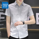 Jewish ice silk short-sleeved shirt men's summer ultra-thin gradient color half-sleeved square neck inch shirt versatile handsome casual shirt 844 green 4XL