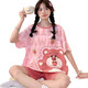 
Jingpufei summer cute cartoon short-sleeved women's pajamas and home clothes set can be worn outside 686 gray cat 170 M code [recommended 80-90 Jin [Jin equals 0.5 kg]]