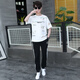 Saiyou Junior High School Students Short-sleeved Teenager Cotton T-shirt Boy Junior High School Students 12-16 Years Old Sports Set is Handsome 9226 White Blue [Set] S About 60-75 Jin [Jin equals 0.5 kg]