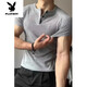 Playboy (PLAYBOY) flower gray slim waist-tight waist Henry shirt short-sleeved men's summer American heavy muscles T-shirt fitness base shirt Light gray upgraded model 90% buyers choose M suitable for 100-120 Jin [Jin equals 0.5 kg]