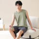 Modal simple pijama de algodón puro simple para hombres, pantalones cortos de chaleco sin mangas de verano delgados de algodón de algodón se puede usar ropa de hogar cómoda fuera de Omm13657 hombres l -