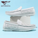 Siete zapatos para hombres de lobo para zapatos de frijoles de vaca nuevos de la capa superior de verano para hombres de negocios para hombres zapatos loafer zapatos de cuero transpirable sin deslizamiento blanco 9926 42