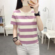 Wanlan 2025 Neue Sommerkleidung Lose Lose großartigen Baumwoll-Kurzarm-T-Shirt-Mutter-Mutter-Schulter-Schulter-T-Shirt Top 838 Blue XL schlägt 121-135jin vor [Jin ist 0,5 kg]